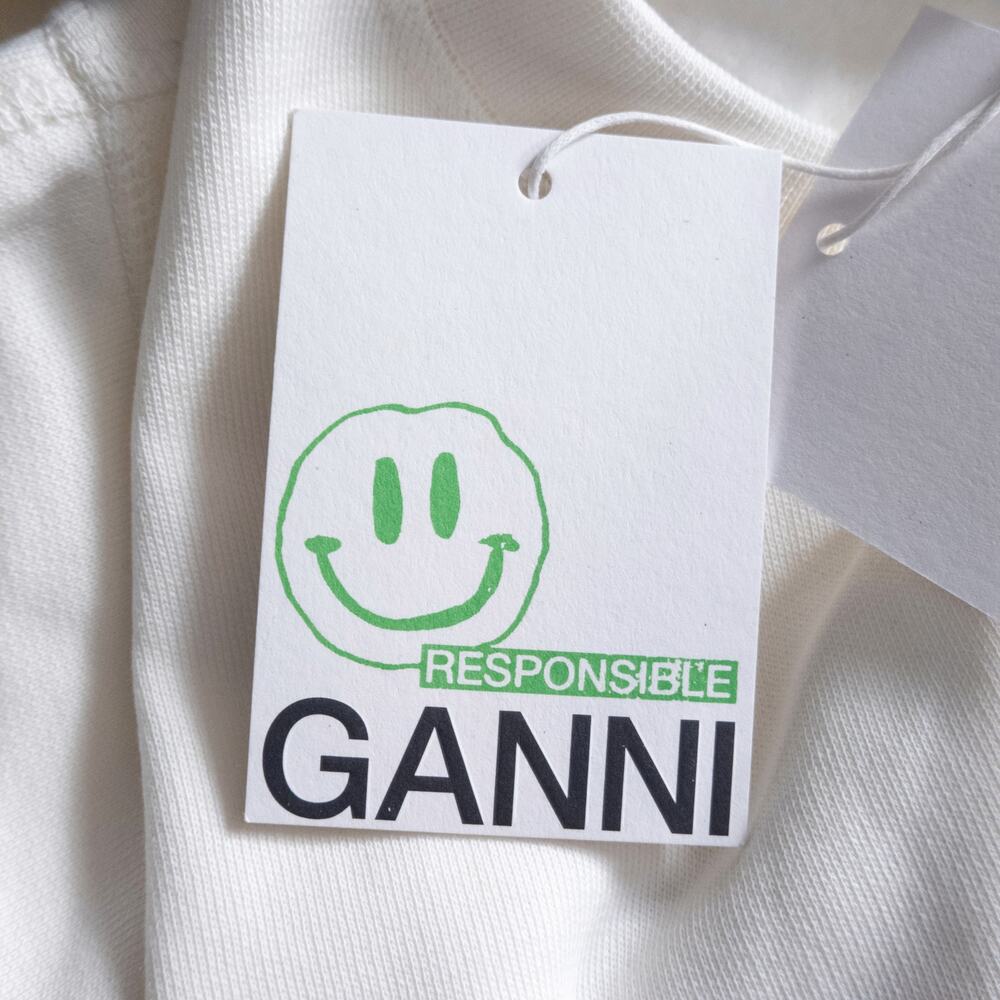 Ganni Sweatshirt Size XL Cream Colorblock Scandi Minimal Wave Statement - Picture 7 of 7